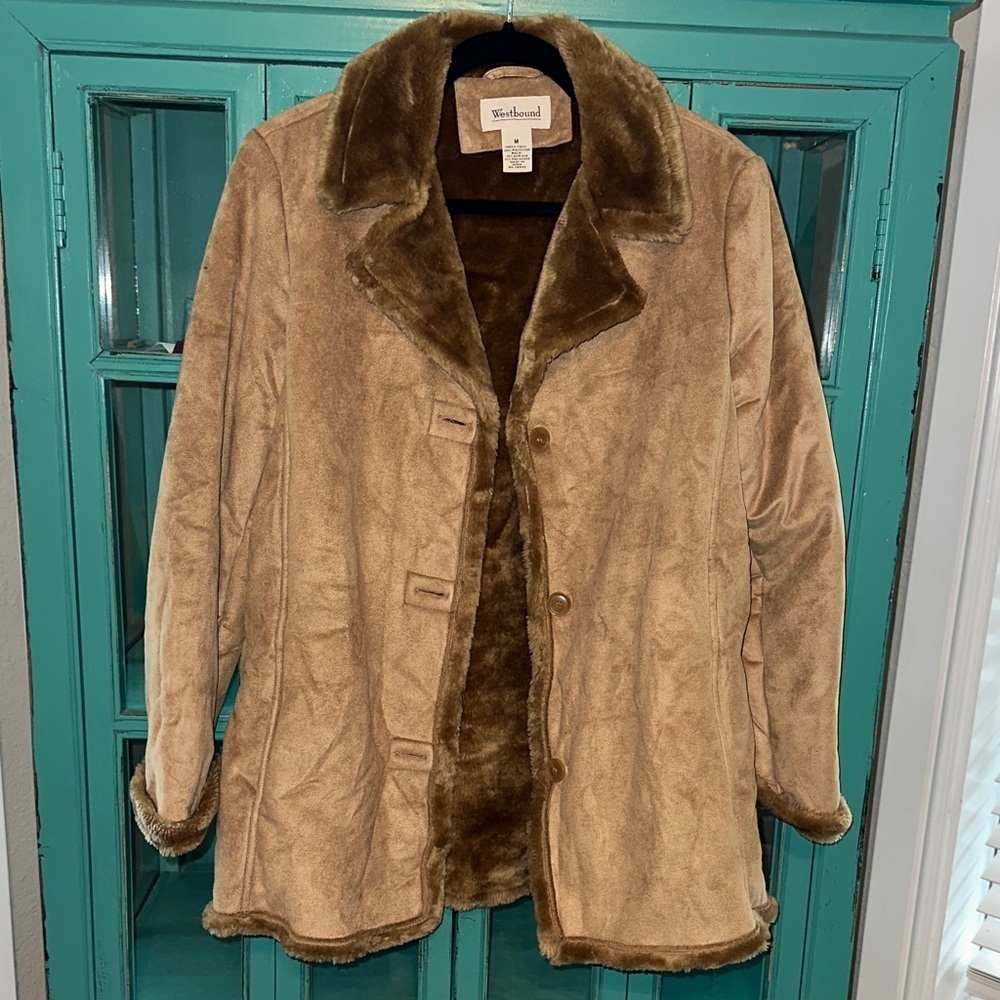 Vintage Westbound Women's Single Breasted Suede Car Coat